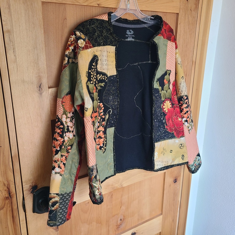 Fruit of the Loom MEDIUM Maximalist Patchwork Quilted Jacket‎ Artsy Cottagecore - Picture 4 of 9
